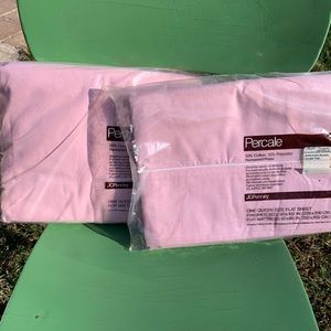 Vintage 90’s dusty rose queen sheet set - Percale flat and fitted sheet